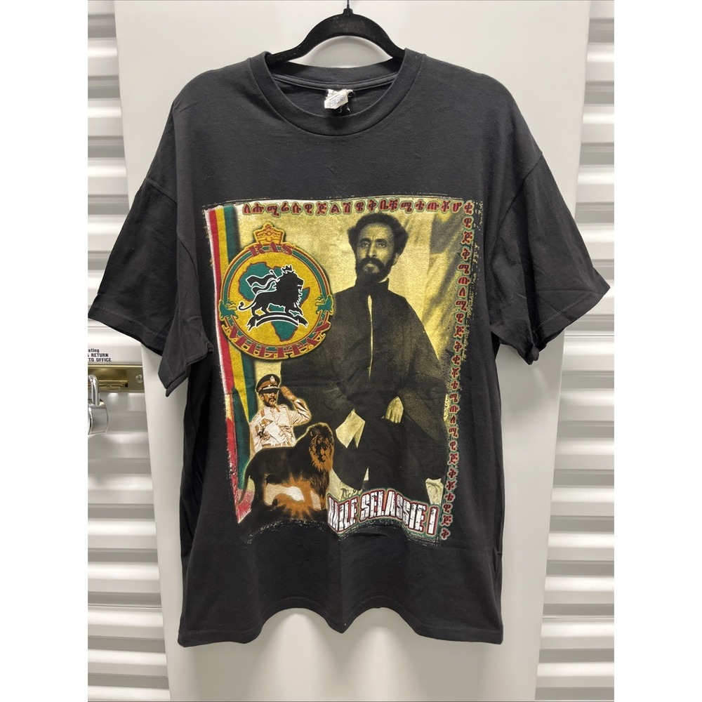 Vintage Batik Haile Selassie Emperor Grail T Shirt Rasta Rap Tee Sz XL